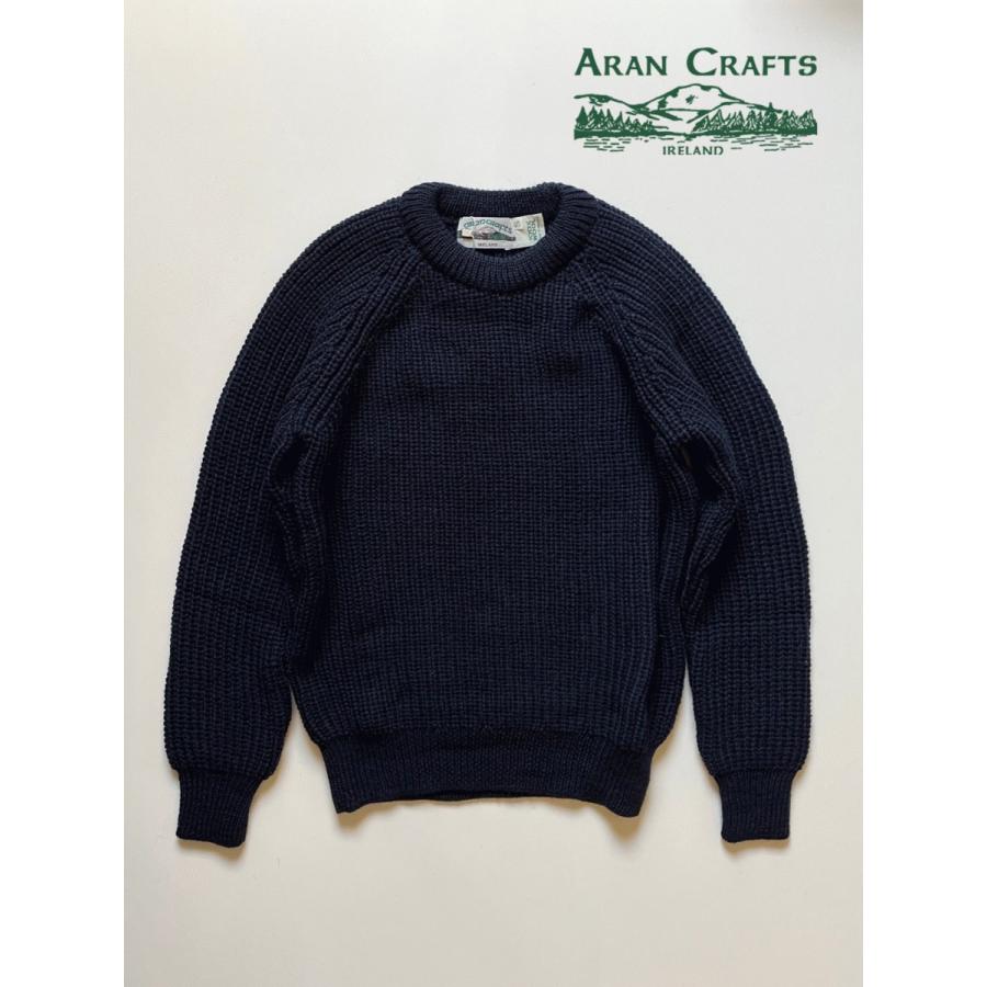 アランクラフト クルーネック フィッシャーマンセーター リブ編み