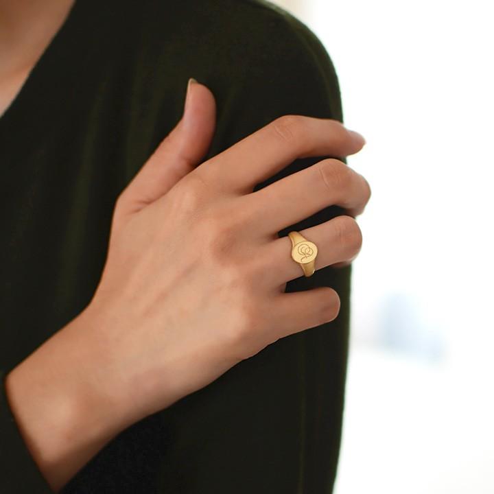 指輪 シグネットリング メンズ・レディース兼用 イニシャル 地金 PT900