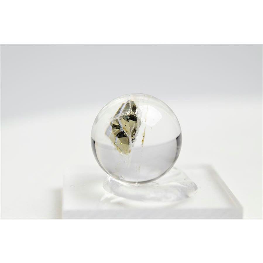 パイライトインクォーツ (約16.7mm珠) 最高級 AAAAA 黄鉄鉱入り水晶 丸