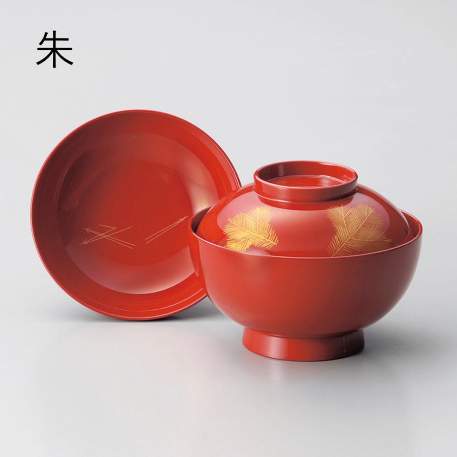 沈金若松 雑煮椀 蓋付き おしゃれ モダン 大きめ お椀 越前漆器