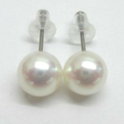 花珠級 アコヤ真珠 7.5-8.0mm ピンク系 ピアス 純チタン 金具変更可能