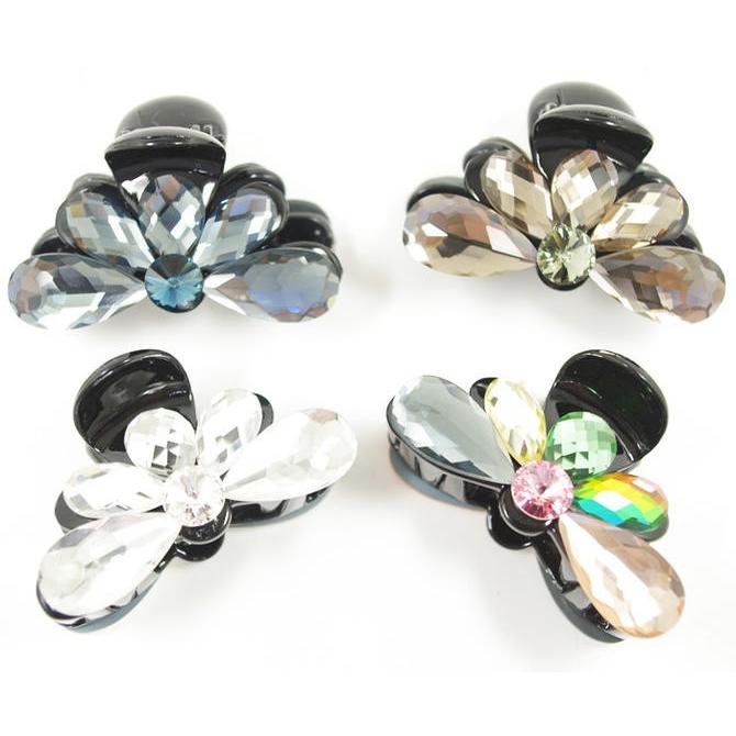 バンスクリップ 中サイズ スワロフスキー カットガラス ヘアクリップ