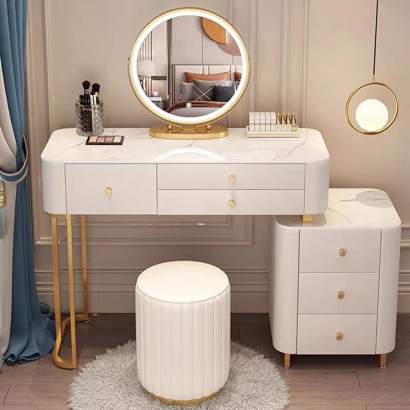 吉冨製品ドレッサー 姫系大理石調天板 LEDライト鏡 チェア選択沢山