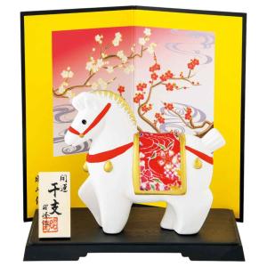 干支 午 置物 馬 うま 2026年/ 開運銀彩福梅午（ラインストーン