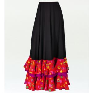 フラメンコ 水玉フリル ファルダスカート レッド フリーサイズ 2035r