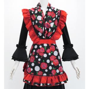 フラメンコ ピキージョ・エプロンセット 水玉 レッド×ブラック PA-1