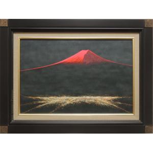 絵画 油絵 渡辺ムサシ【赤富士】（F4号） 【肉筆】【油絵】【富士】【4