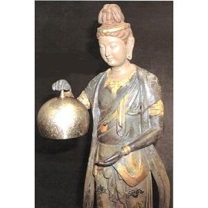 仏像 聖観音像 蓮台付 高村光雲原型 銅製 幅8×奥行8×高さ24cm t21-07