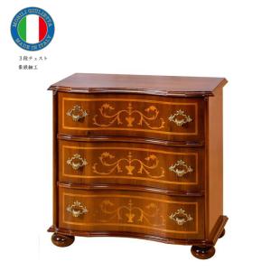 チェスト 木製 5段 完成品 茶 58cm 象嵌 ロココ調 イタリア 家具 猫脚