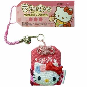 ハローキティ キティちゃん ちりめん 人形 ストラップ 根付 ピンク