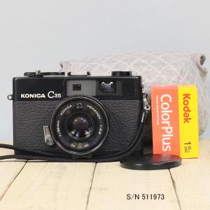 中古】【保証付 】 コニカ KONICA C35 Flashmatic ブラック S/N 689651