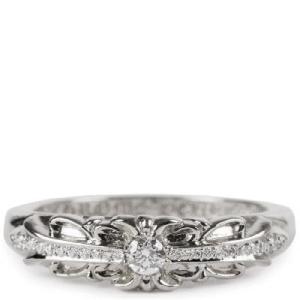 CHROME HEARTS OPEN BAND FLORAL HEART RING 22K W/PAVE DIAMONDS