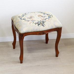 イタリア製 スツール レッドモケット 猫脚 赤 ベルベット 木製 完成品