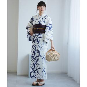 utatane 浴衣 浴衣3点セット 綿麻 紺色の麻の葉と鞠 レディース