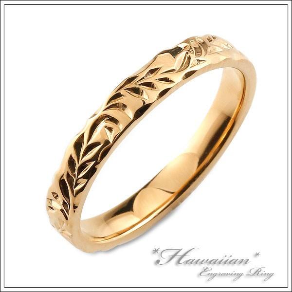 k18 リング メンズ ハワイアンジュエリー ピンクゴールドk18 シンプル
