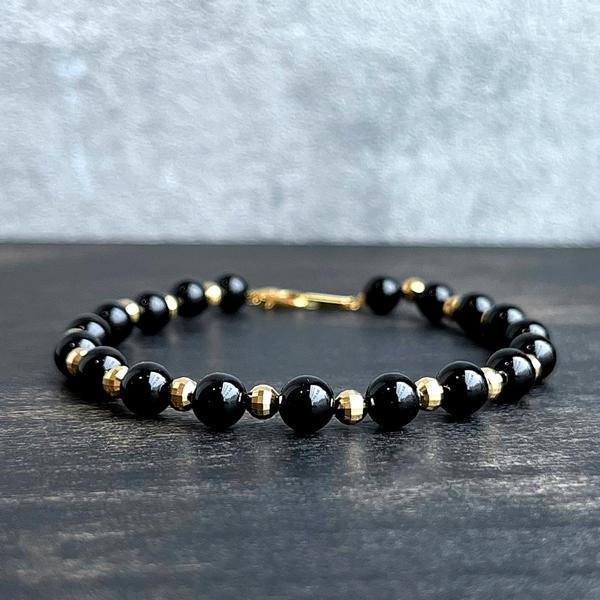 G-BALLER / ジーボーラー】K18 オニキス ビーズブレスレット 18金