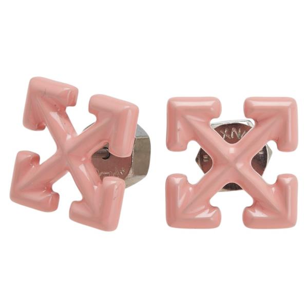 オフホワイト ミニ アロー スタッドピアス ピンク エナメル メンズ OFF