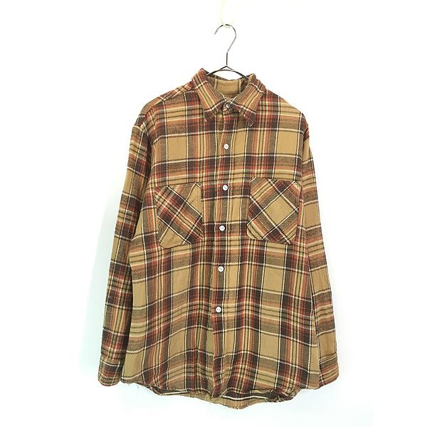 古着 70s BIG MAC ブラウン チェック 100%コットン ヘビー フランネル