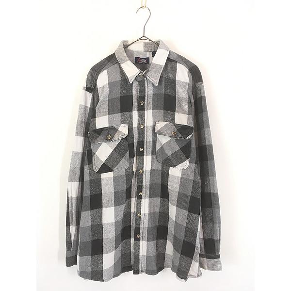 古着 90s FIVE BROTHER 好配色 ブラック × ホワイト ブロック チェック