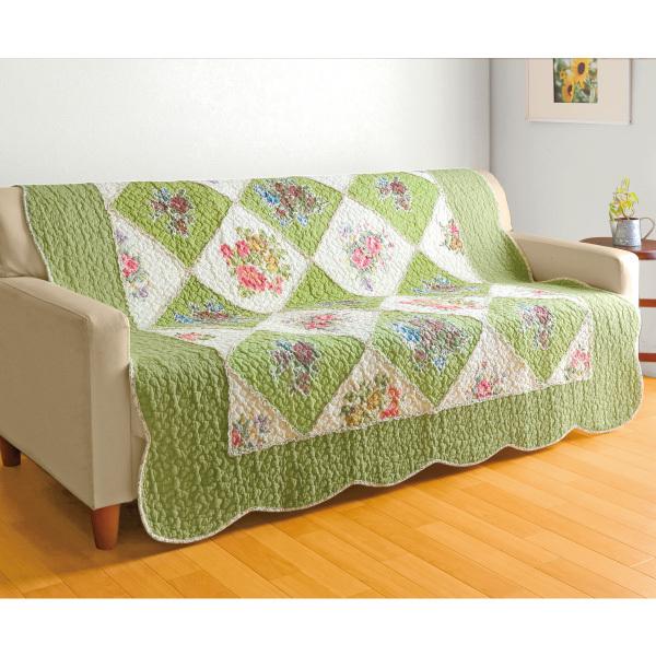 パッチワーク中掛けソファーカバー エレガントフラワー 3人掛け用 : は