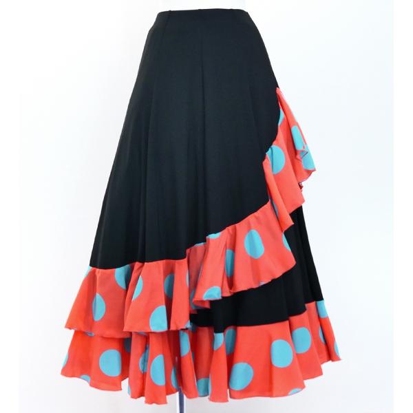 フラメンコ 水玉 斜めフリル ファルダスカート ピンク Mサイズ 3047pi