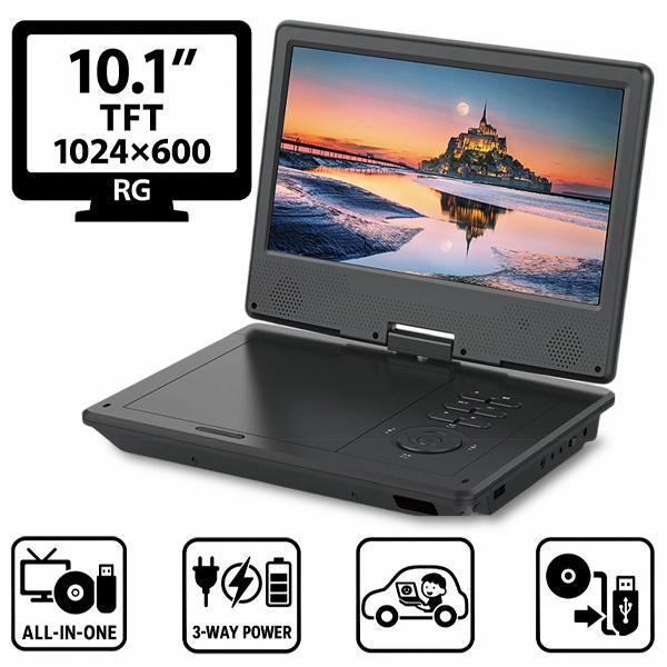 ポータブルDVDプレーヤー 10.1インチ 地デジTVチューナー搭載 DVD/CD
