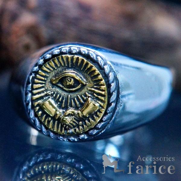 シルバーアクセサリー フリーメイソン プロビデンスの目 秘密結社 握手