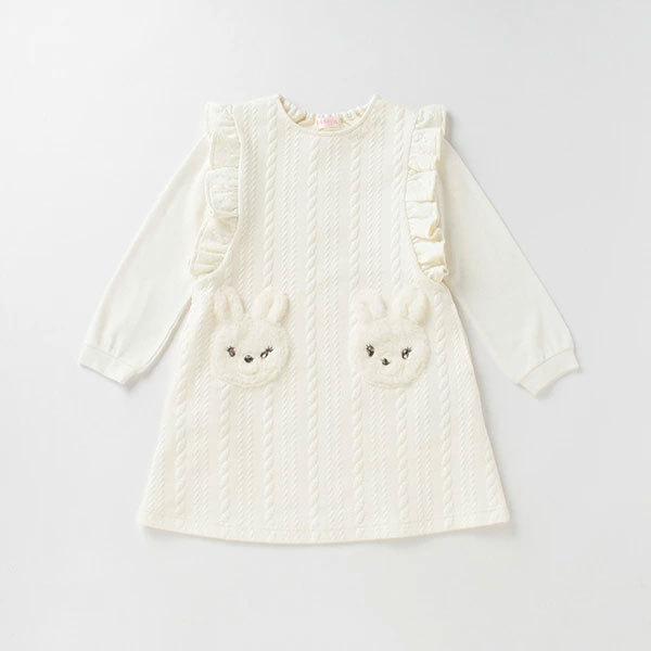 mezzo piano メゾピアノ ウサギアップリケカットジャカードワンピース