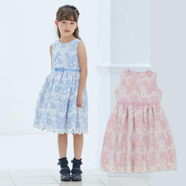 mezzo piano メゾピアノ ケミカル花レース ワンピース リボン