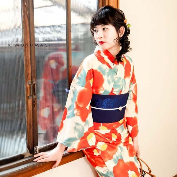 KIMONOMACHI （Prices down2）浴衣 レディース 単品 「クリーム 水彩椿