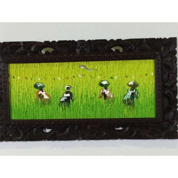 バリ絵画 風景画 稲刈り W63cm×H33cm A-2 バリアート バリ島 ウォール