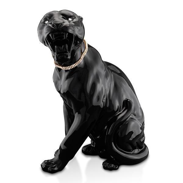 陶器 動物 ヒョウ 置物 イタリア製 レオパード 豹 完成品 ヨーロピアン