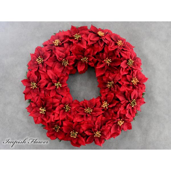 クリスマスリース 玄関 60cm ポインセチア 大きい 特大 豪華 おしゃれ