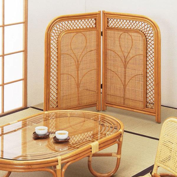 衝立 間仕切り 2連 折りたたみ 100cm高 籐 和室 和風 SE604H 爆買