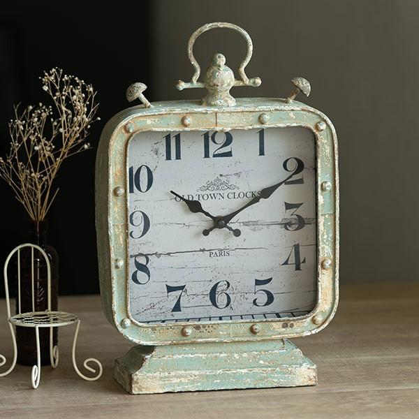置き時計 アンティーク風 四角 アナログ （ 置時計 時計 インテリア