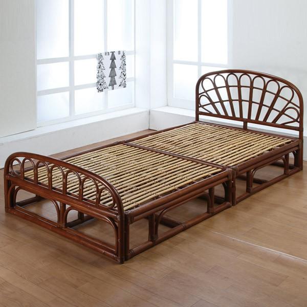 籐 シングルベッド ヘッダー・フッター有り ラタン家具 高さ26cm