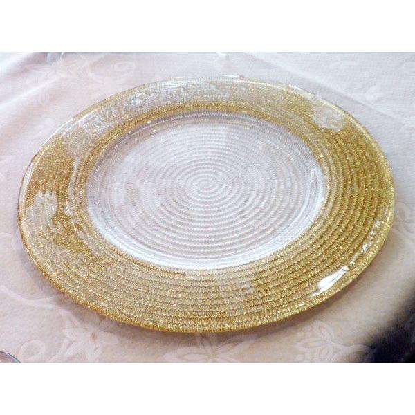 IVV イタリア製 ガラスプレート 皿 HELIX(ヘリックス) 31cm ゴールド