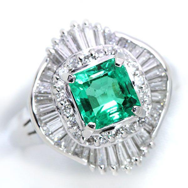 エメラルド 1.17カラット PT900 リング/指輪 憧れ1ct超え テーパー