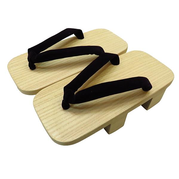 昔ながらの桐下駄 白木 二枚歯 黒鼻緒 フリーサイズ(8寸3分:25.0〜26.0