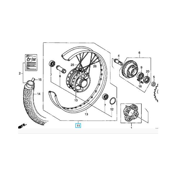 スーパーカブ [純正部品]スーパーカブ50 純正リアホイールASSY 1993