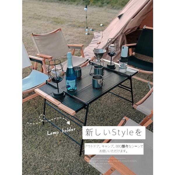 コンパクトになる木製 アウトドアテーブル 2段式 コンパクトになる木製