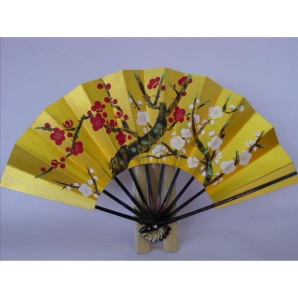 舞扇子 紅白梅 手書き 両面金 黒塗骨 箱付き : おどり用品の扇寿 Yahoo