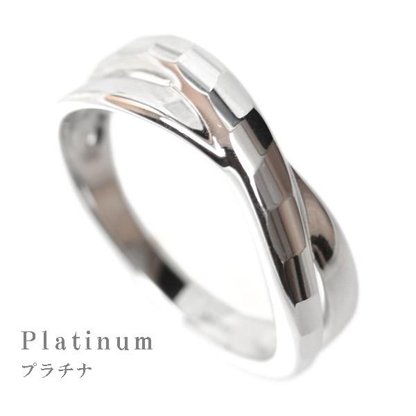 プラチナ リング 指輪 デザイン レディース 多面カット ウェーブライン