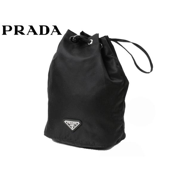 PRADA（プラダ） ポーチ PRADA 1NA369 NERO TESSUTO ロゴプレート付き