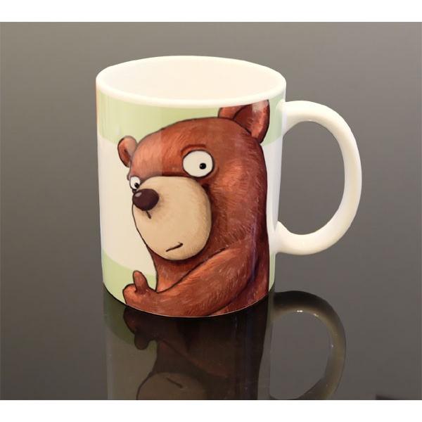 絵画。原画【コーヒーカップの熊ちゃんは喜んでコーヒーを飲みます