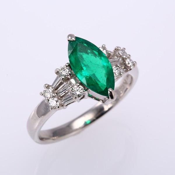 エメラルド ダイヤモンド リング プラチナ 5月誕生石 指輪 マーキーズ