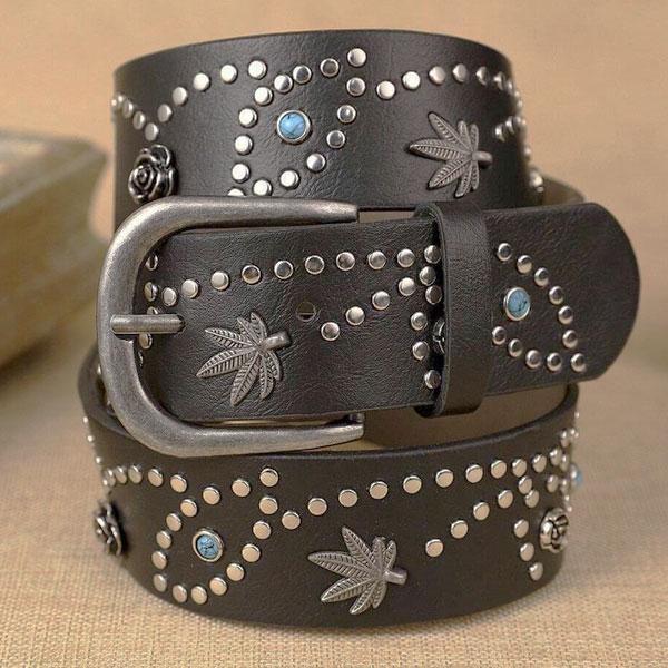 スタッズベルト ウエスタン ベルト レザー メンズ レディース アメカジ