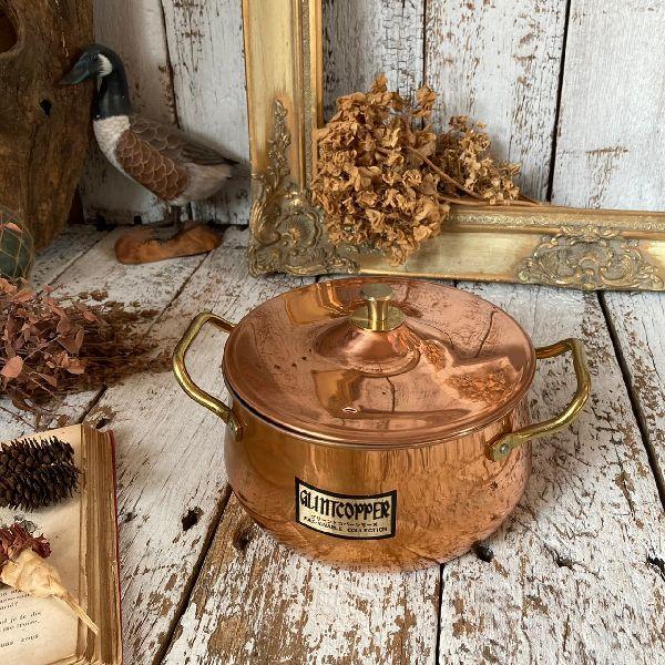 ≫ヴィンテージ デッド 未使用*グリーントカパー*古い 純銅 両手鍋