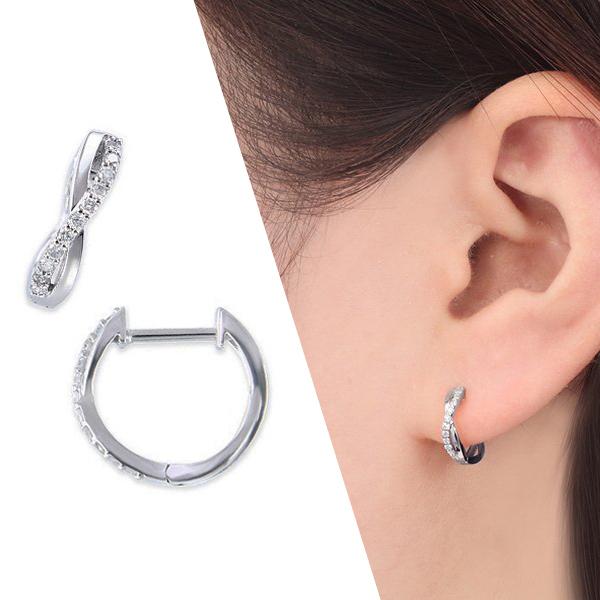 ジュエリーツツミ プラチナダイヤモンドピアス Pt フープピアス 中折れ