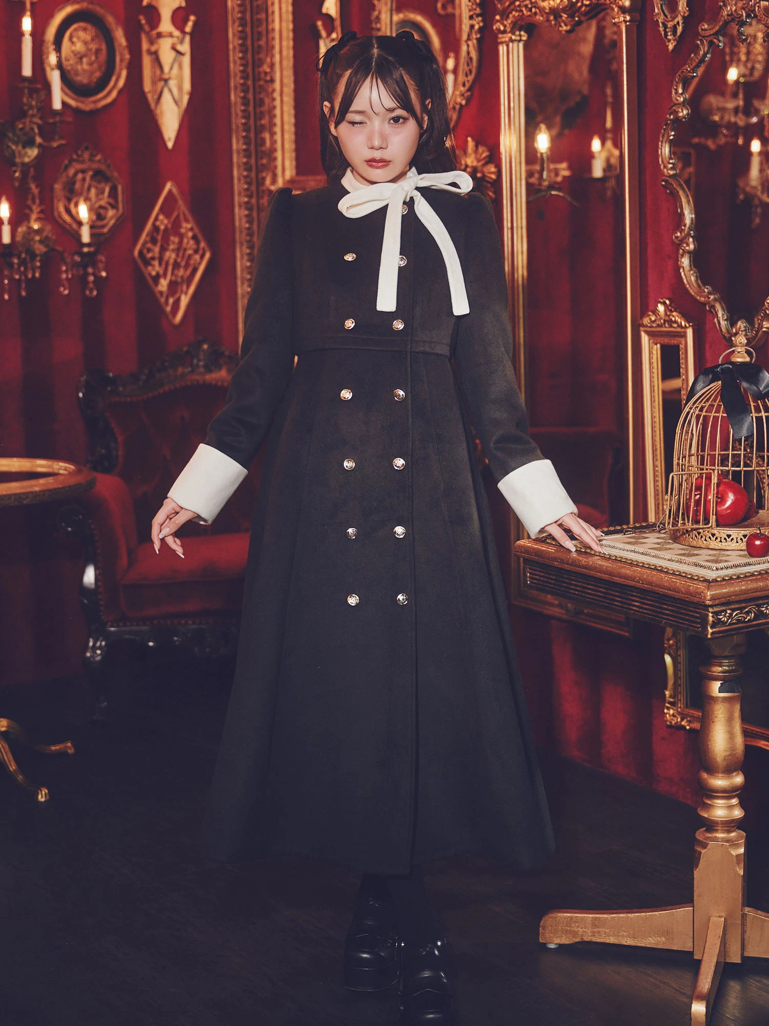 配色ドーリーロングコート - Me roir(ミーロワール)のコート